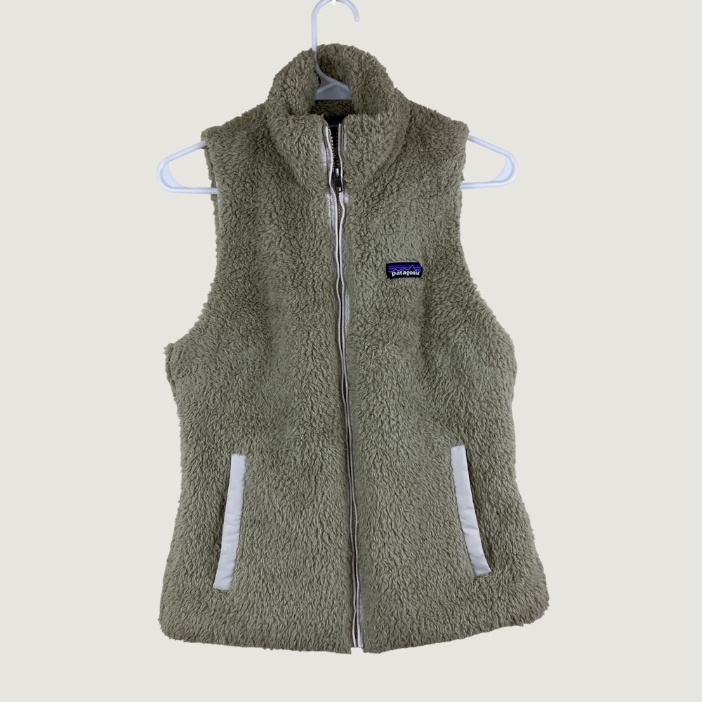 Patagonia Los Gatos Fleece Vest Women Sz S Khaki Zip Up Granola Preppy Teddy - Picture 2 of 9
